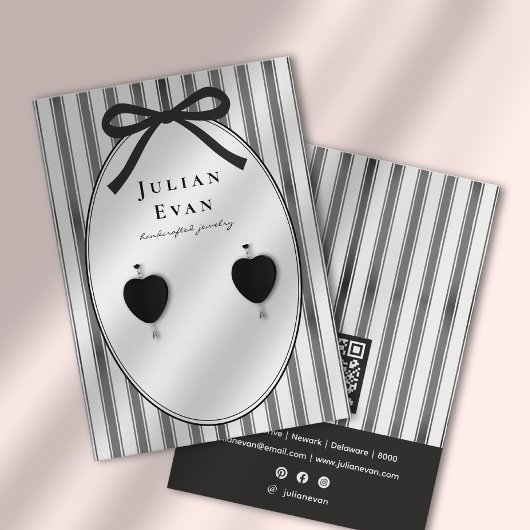 Black Coquette Preppy Stripe Jewelry Display Visitenkarte