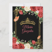 Black Coral mexikanische Blume Quinceañera Einladu Einladung (Rückseite)