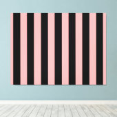 Black & Coral Pink Striped Canvas Wall Art Leinwanddruck (Insitu (Holzboden))