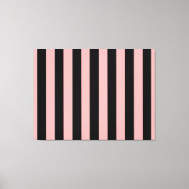 Black & Coral Pink Striped Canvas Wall Art Leinwanddruck