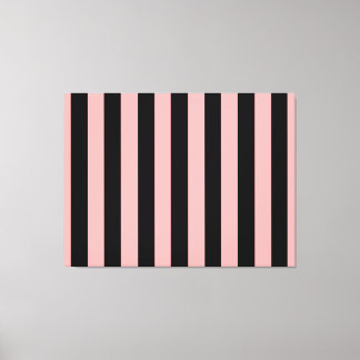 Black & Coral Pink Striped Canvas Wall Art Leinwanddruck