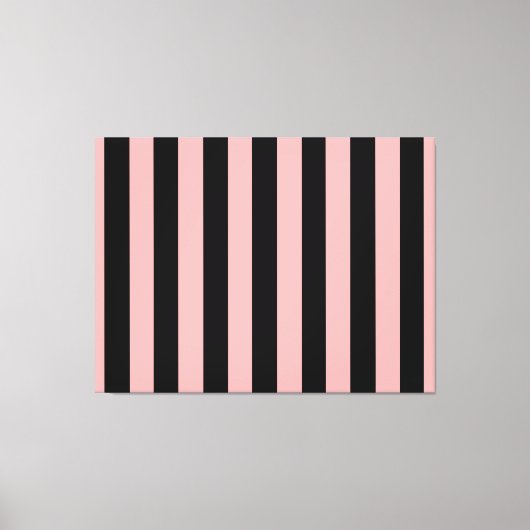 Black & Coral Pink Striped Canvas Wall Art Leinwanddruck (Vorderseite)