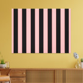 Black & Coral Pink Striped Canvas Wall Art Leinwanddruck (Insitu (Wohnzimmer))