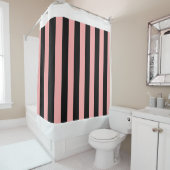 Black & Coral Pink Striped Shower Curtain Duschvorhang (Beispiel)
