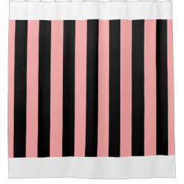 Black & Coral Pink Striped Shower Curtain Duschvorhang