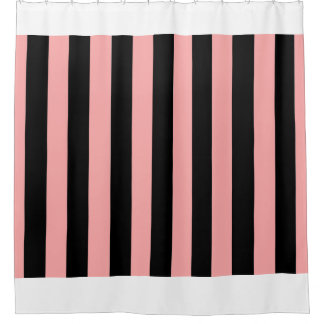 Black & Coral Pink Striped Shower Curtain Duschvorhang