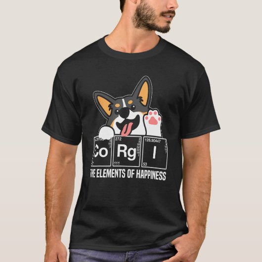 Black Corgi Periodic Table Chemistry Science Teach T-Shirt (Vorderseite)