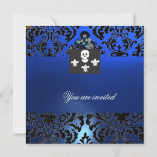 BLACK CORSAIR SKULL & LILIE MONOGRAM blau Einladung