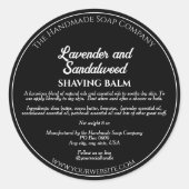 Black Cosmetics Jar Label mit Inhaltsstoffen Runder Aufkleber (Vorderseite)