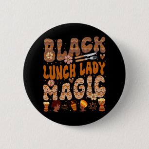 Black Costume Lunch Lady Proud Job Floral Afro Bla Button