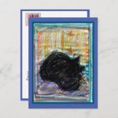 Black Cosy Cat Schlafen im Bett Postkarte (Vorne/Hinten)
