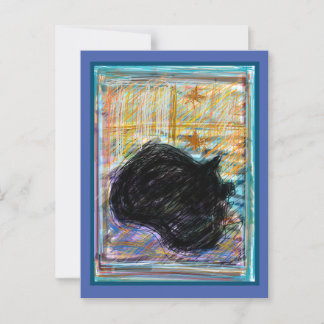 Black Cosy Cat Schlafen im Bett Postkarte