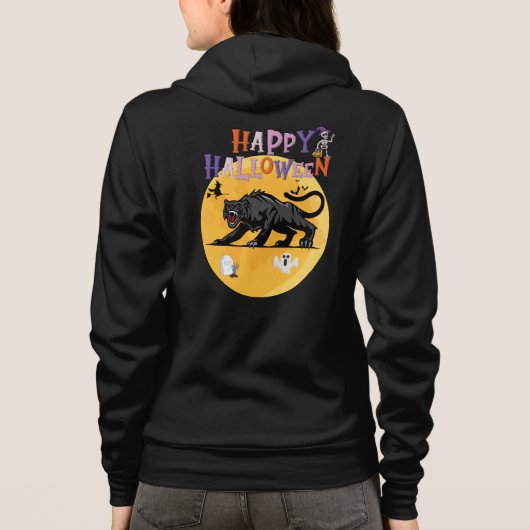 black cougar on halloween night invitation card hoodie (Rückseite)
