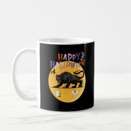 black cougar on halloween night kaffeetasse