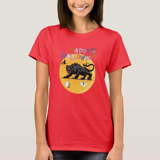 black cougar on halloween night T-Shirt (Vorderseite)