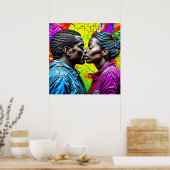 Black Couple Küssen in Liebe Poster (Küche)