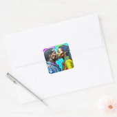 Black Couple Küssen in Liebe Quadratischer Aufkleber (Umschlag)