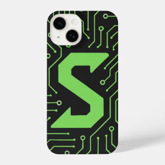 “Black Cover with Neon Green Lines Trendy iPhone 14 Hülle