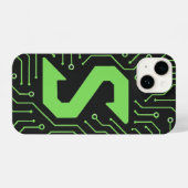 “Black Cover with Neon Green Lines Trendy iPhone Hülle (Rückseite (Horizontal))
