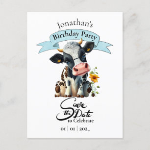 Black Cow Birthday Boy Postcard Postkarte