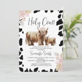 Black Cow Print Highland Cow Baby Dusche Einladung (Stehend Vorderseite)