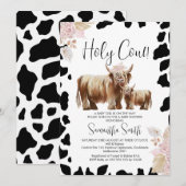 Black Cow Print Highland Cow Baby Dusche Einladung (Vorne/Hinten)