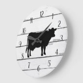 Black Cow Rustic Shiplap Farmhouse Decor Große Wanduhr (Winkel)