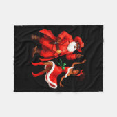 Black Cowboy And Santa Cowgirl Christmas Western X Fleecedecke (Vorderseite (Horizontal))