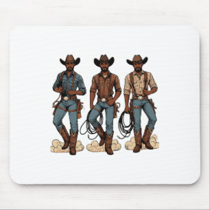 Black Cowboy Western Rodeo Melanin Black History T Mousepad