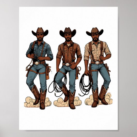Black Cowboy Western Rodeo Melanin Black History T Poster (Vorne)