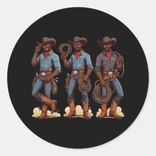 Black Cowboy Western Rodeo Melanin Black History T Runder Aufkleber