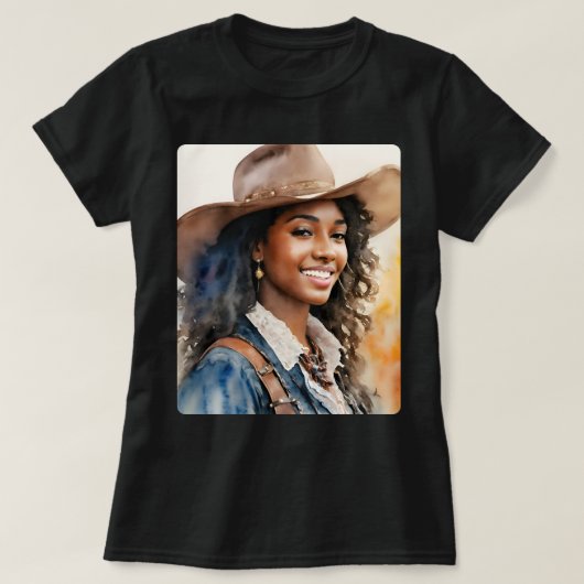 Black Cowgirl Western American T-Shirt (Design vorne)