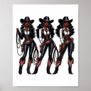 Black Cowgirl Western Rodeo Melanin Black History Poster