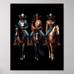 Black Cowgirl Western Rodeo Melanin Black History Poster