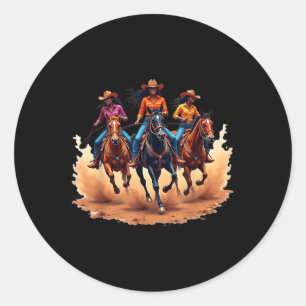Black Cowgirl Western Rodeo Melanin Black History Runder Aufkleber