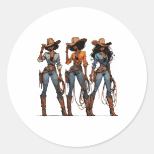 Black Cowgirl Western Rodeo Melanin Black History Runder Aufkleber