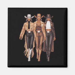 Black Cowgirl Western T-Shirt Rodeo Country Women  Magnet