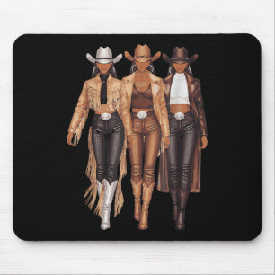 Black Cowgirl Western T-Shirt Rodeo Country Women  Mousepad