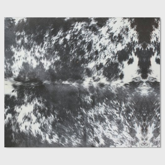 Black Cowhide Print Rustikales Bauernhaus Weihnach Geschenkpapier (Flach)