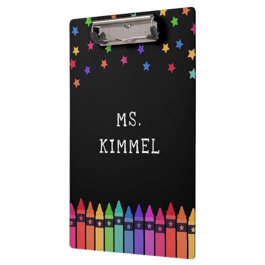 Black Crayons & Stars Curriculum Teacher Klemmbrett (Links)