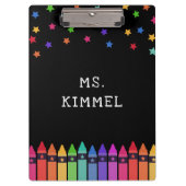Black Crayons & Stars Curriculum Teacher Klemmbrett (Vorderseite)