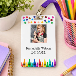 Black Crayons & Stars farbenfrohe Schullehrerin Ausweis
