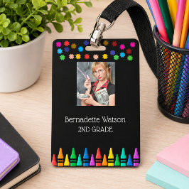 Black Crayons & Stars farbenfrohe Schullehrerin Ausweis