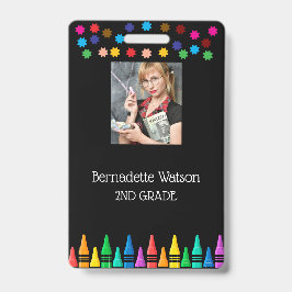 Black Crayons & Stars farbenfrohe Schullehrerin Ausweis