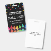 Black Crayons & Stars farbenfrohe Student Hall Pas Ausweis (Vorder- & Rückseite)