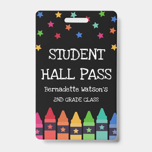 Black Crayons & Stars farbenfrohe Student Hall Pas Ausweis (Vorderseite)