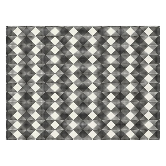 Black Cream Art Deco Diamond Leiterplatten Muster Tischdecke (Vorderseite (Horizontal))
