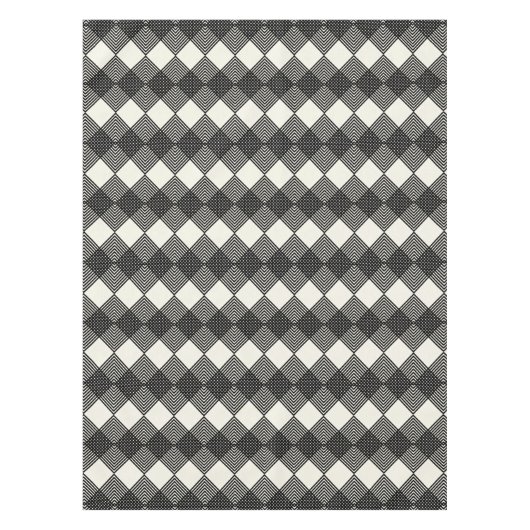 Black Cream Art Deco Diamond Leiterplatten Muster Tischdecke (Vorderseite)