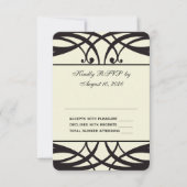 Black Cream Art Deco Wedding RSVP Card (Vorderseite)