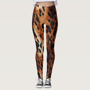 Black Cream Brown Cowhide Gold Leggings